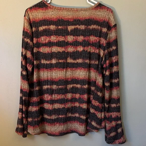 Hannah Fall Colored Striped Bell Wrist Long Sleeve Sweater Size XL - Picture 6 of 6